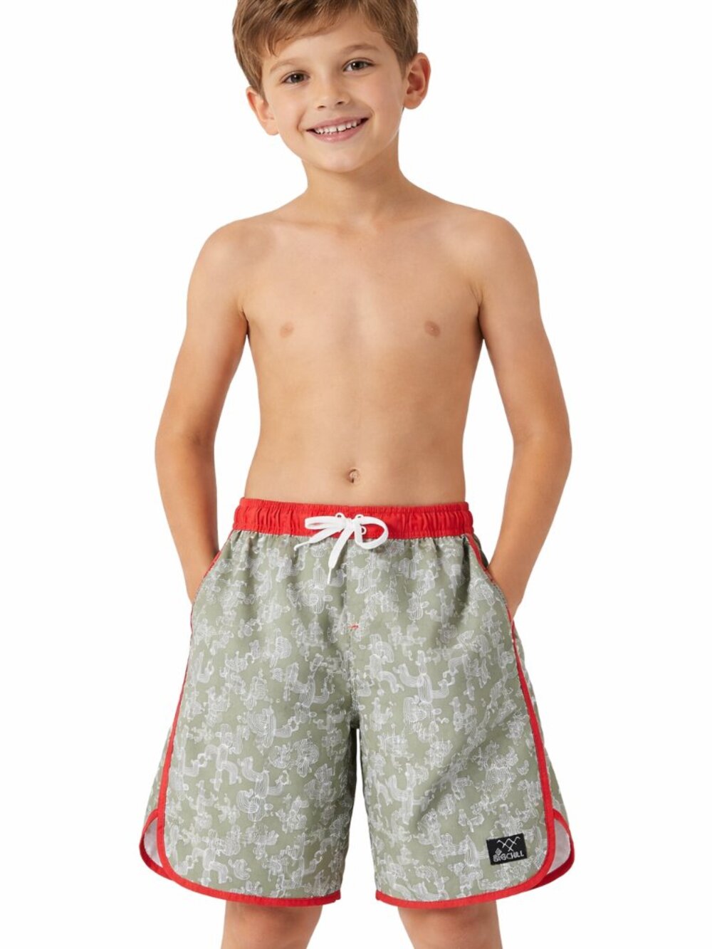 Boys Boy's Big Chill Cactus Print Swim Trunks Size 6 NWT